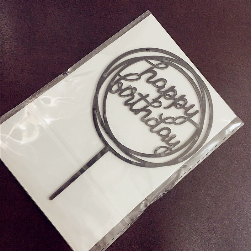 Mirror Gold Acrylic Happy Birthday Cake Topper Insert