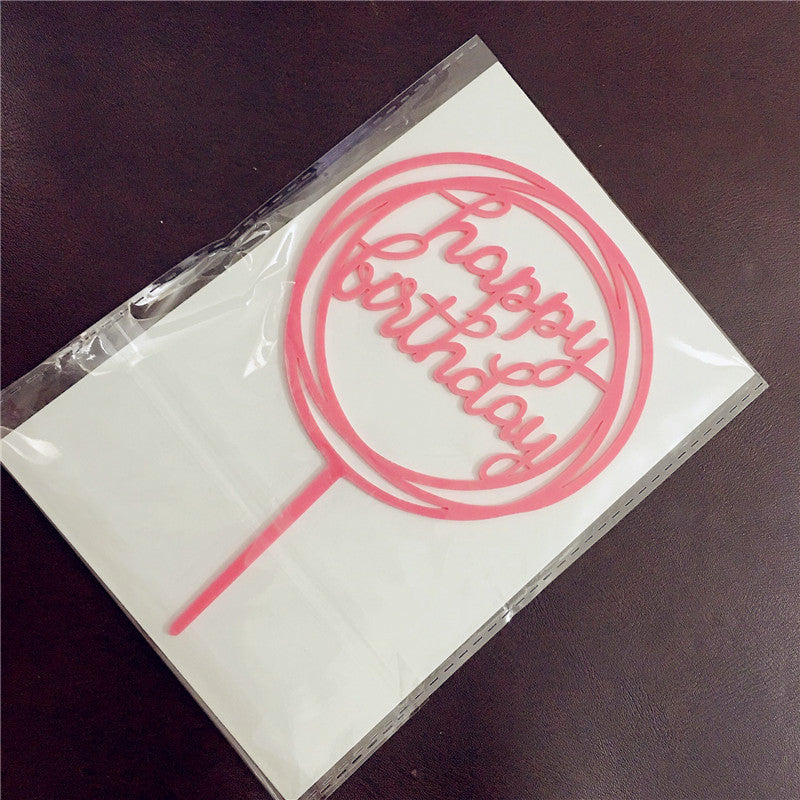 Mirror Gold Acrylic Happy Birthday Cake Topper Insert