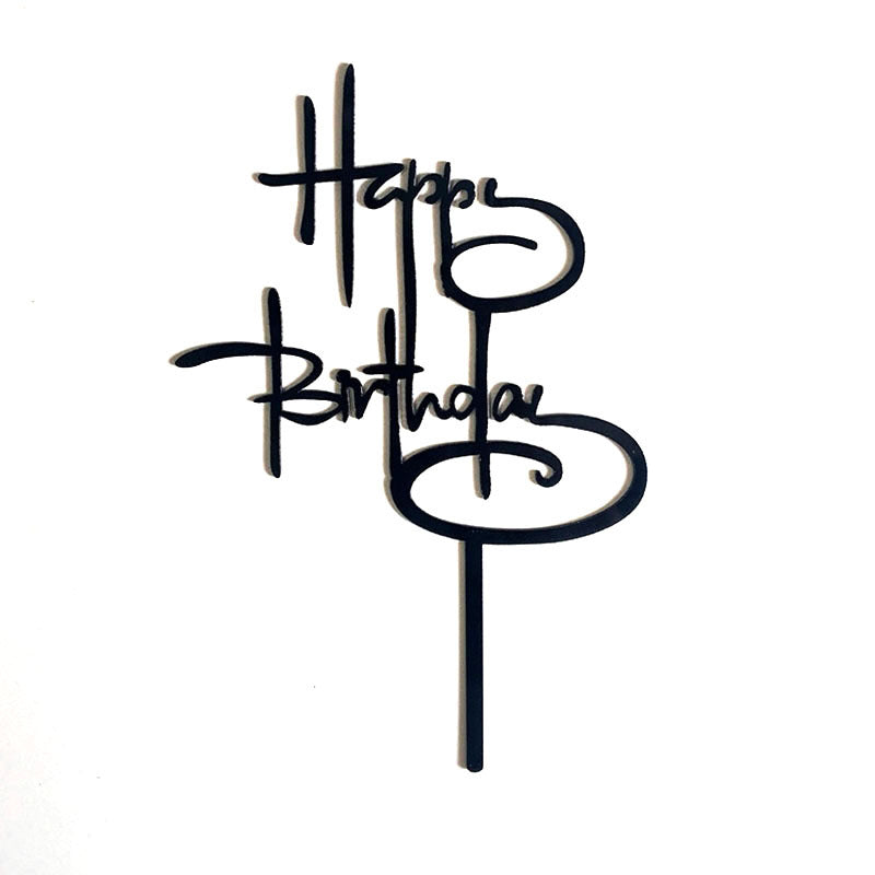 Gold Acrylic Happy Birthday Cake Topper Mirror Finish
