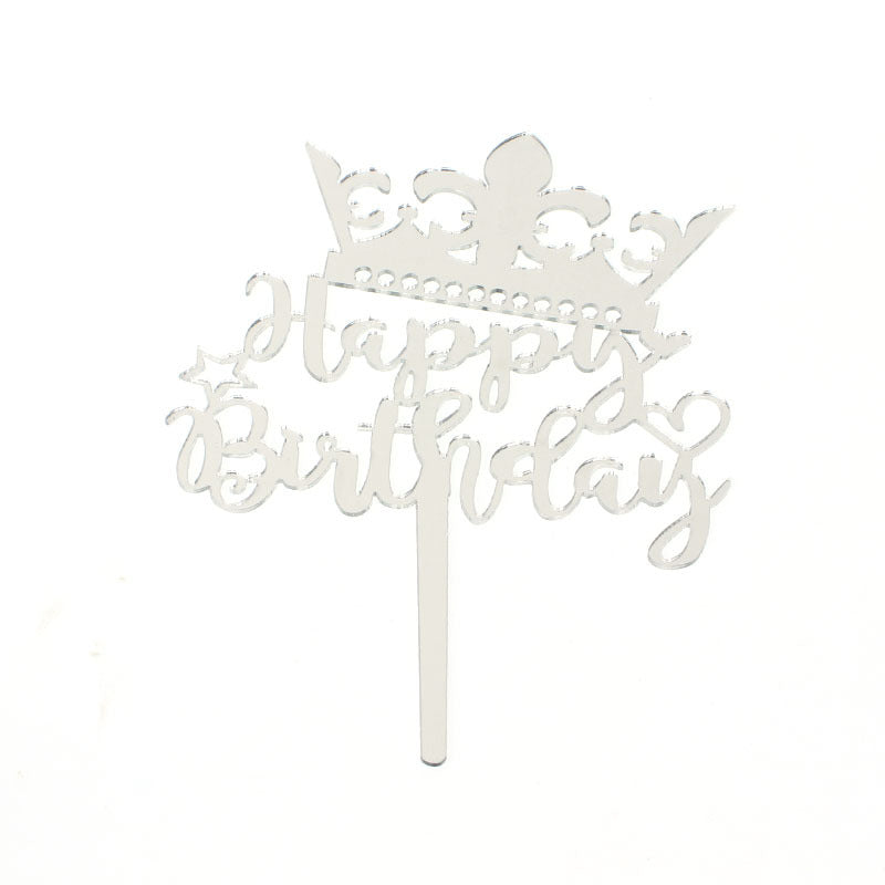 Gold Acrylic Happy Birthday Cake Topper Mirror Finish
