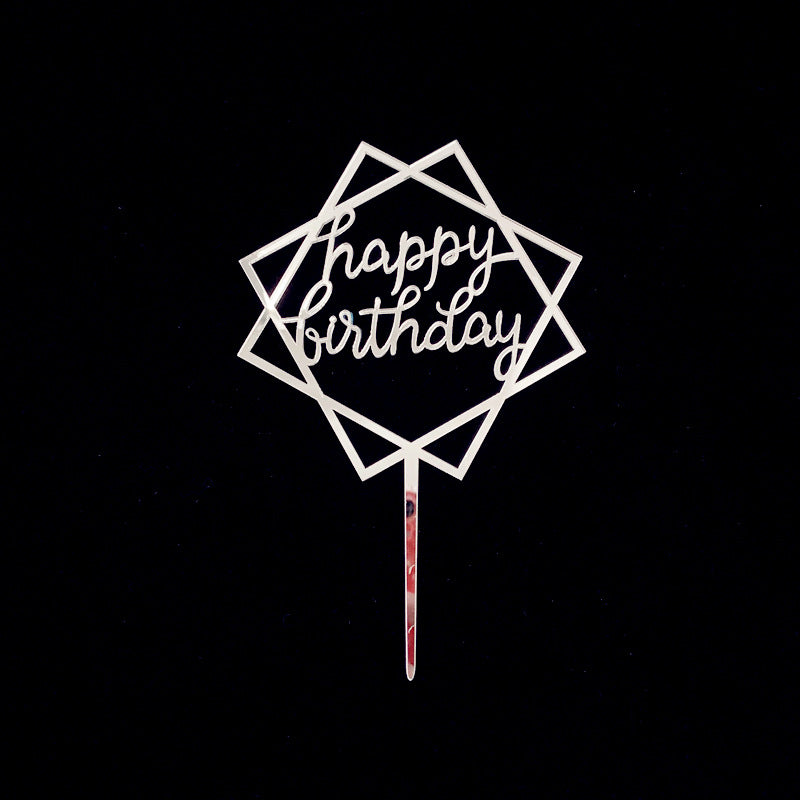 Mirror Gold Acrylic Happy Birthday Cake Topper Insert