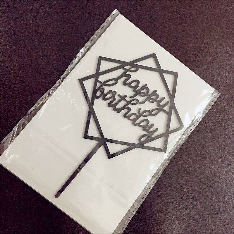 Mirror Gold Acrylic Happy Birthday Cake Topper Insert