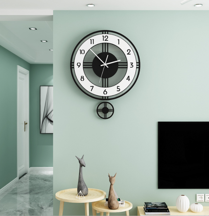 Modern Pendulum Wall Clock for Silent Home Timekeeping