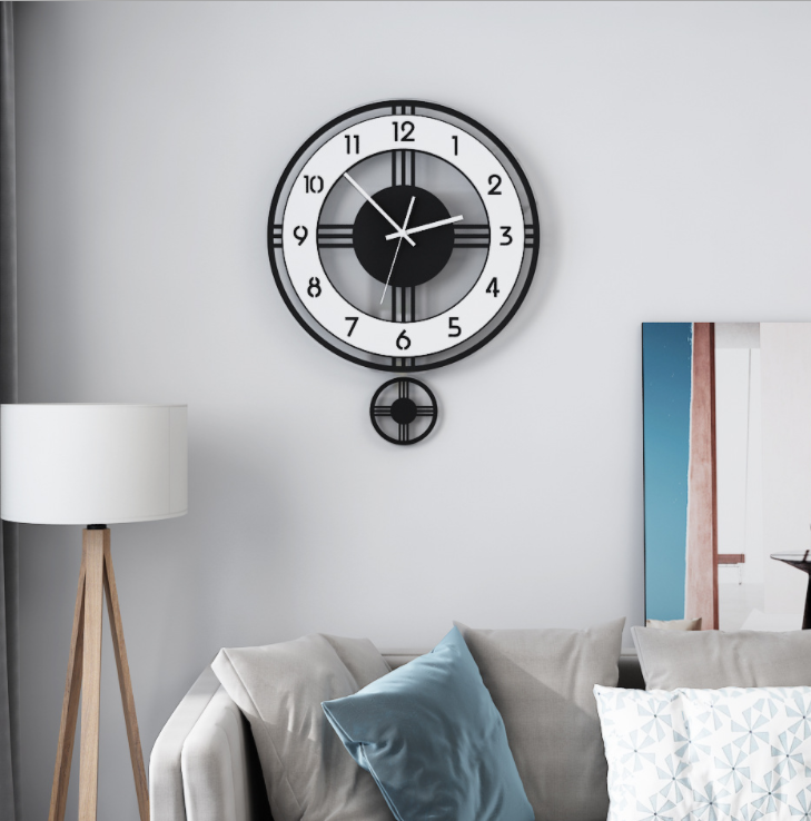 Modern Pendulum Wall Clock for Silent Home Timekeeping