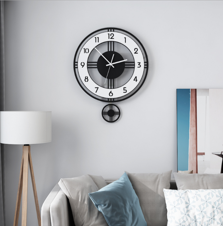 Modern Pendulum Wall Clock for Silent Home Timekeeping