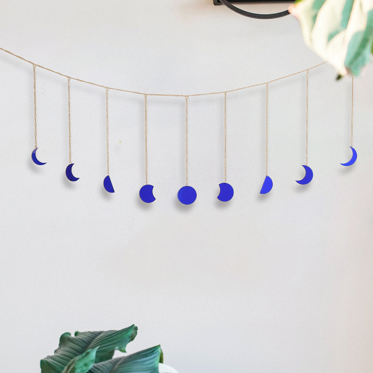Moon Phase Wall Decor – Glossy Blue Hanging Ornament