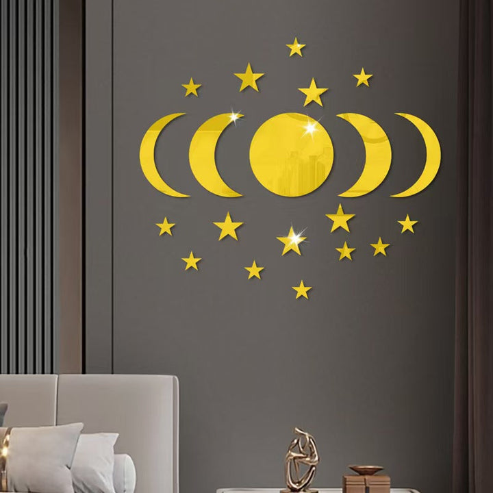 Acrylic Moon Wall Stickers for Reflective Celestial Decor