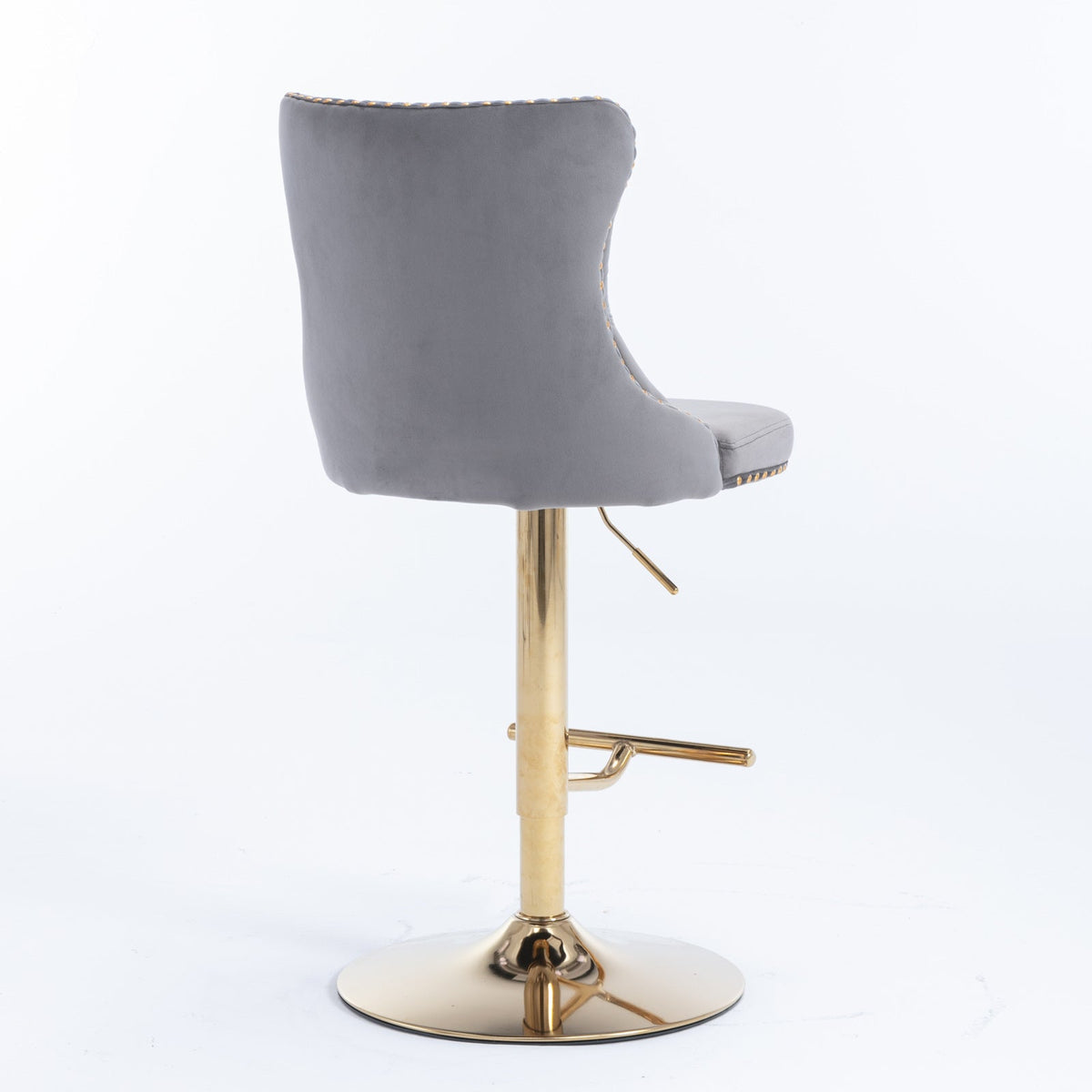 Tufted Velvet Bar Stool, Adjustable 25-33 Inch Height