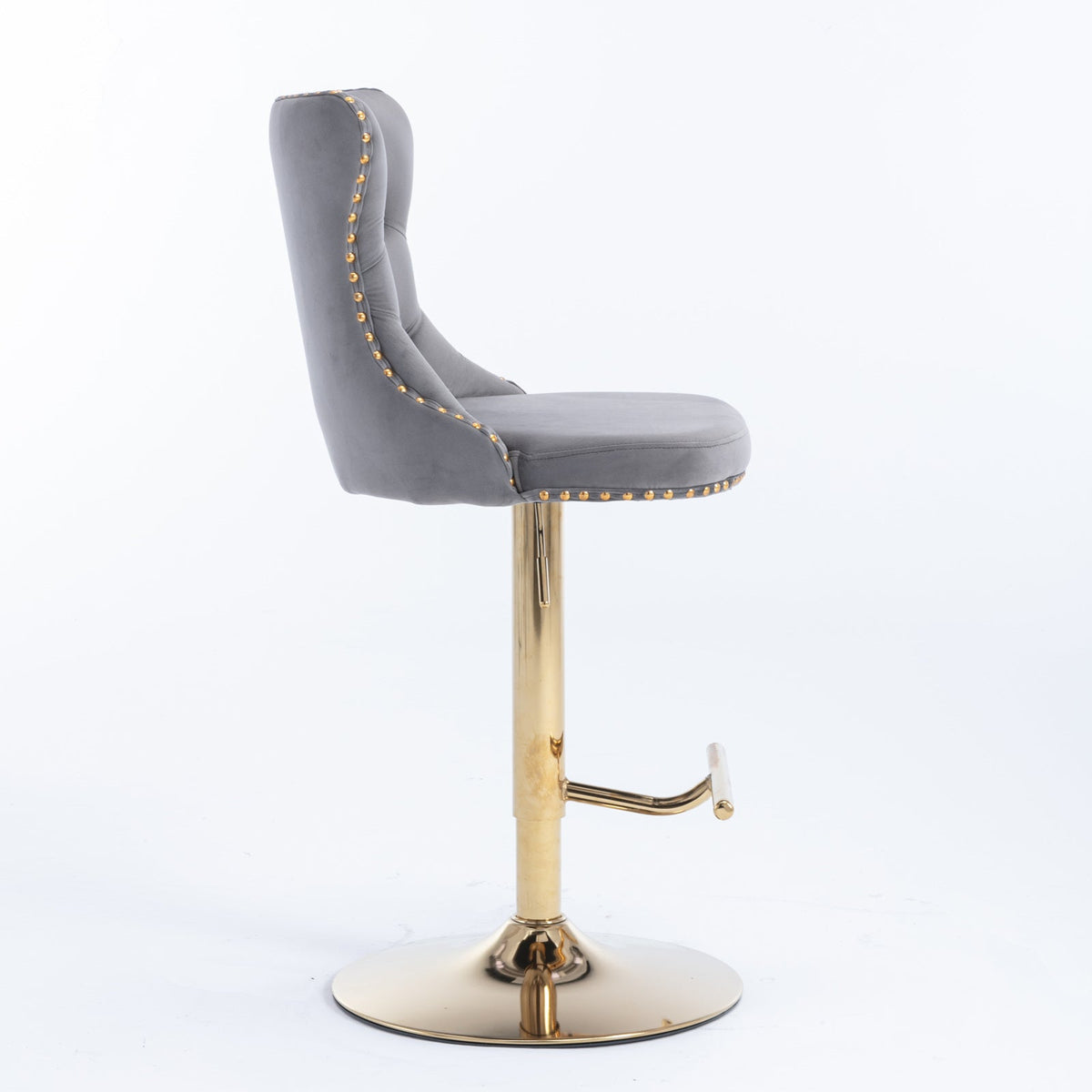Tufted Velvet Bar Stool, Adjustable 25-33 Inch Height