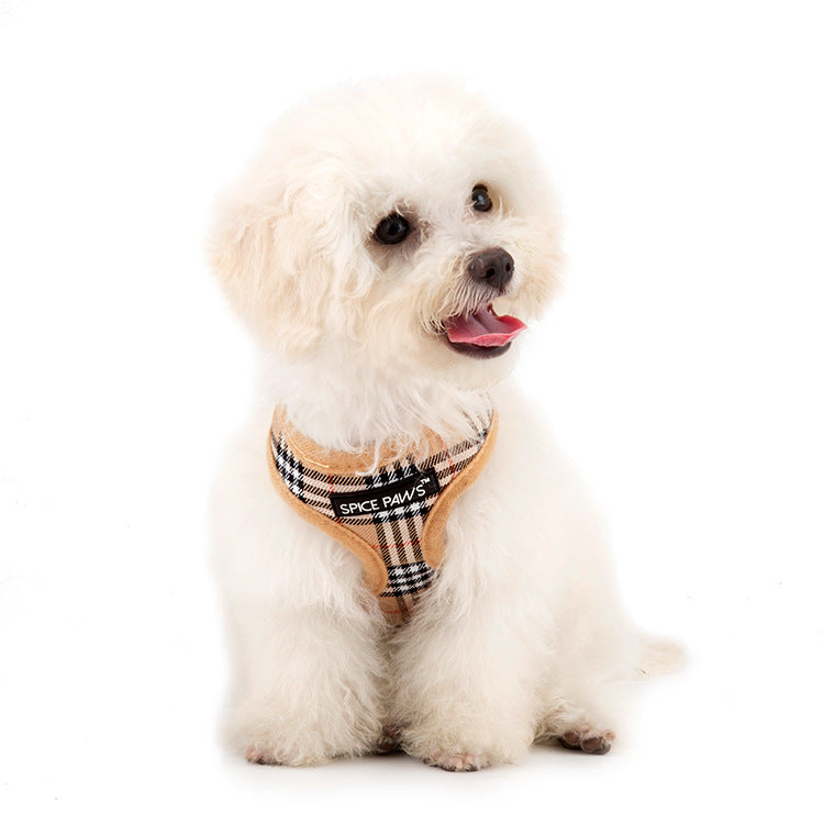 Adjustable Plaid Dog Harness Vest for Secure Walks