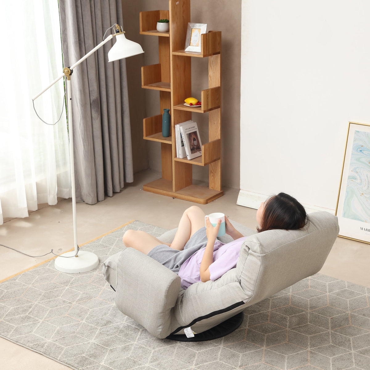 Swivel Floor Lounge Chair with Adjustable Recline