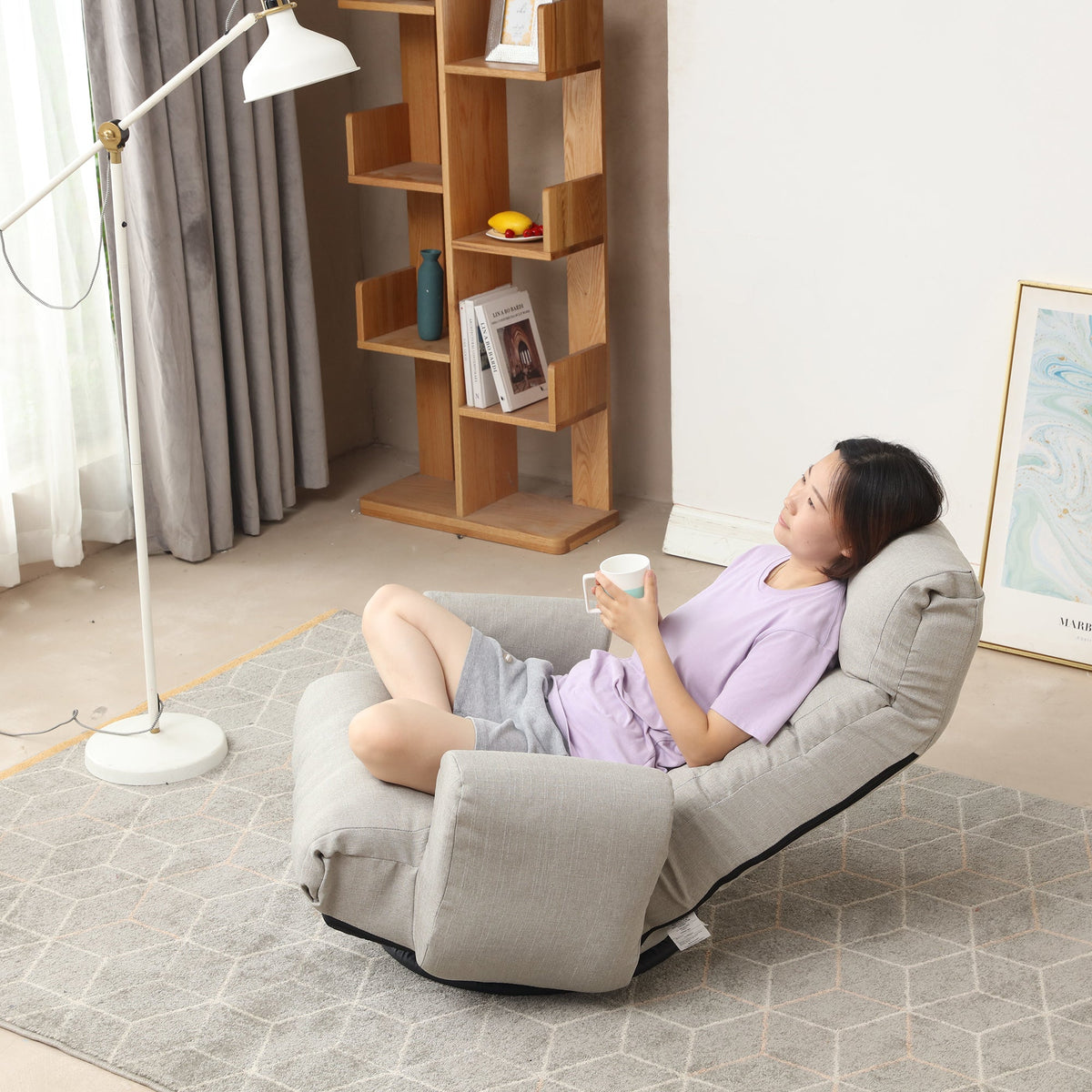 Swivel Floor Lounge Chair with Adjustable Recline