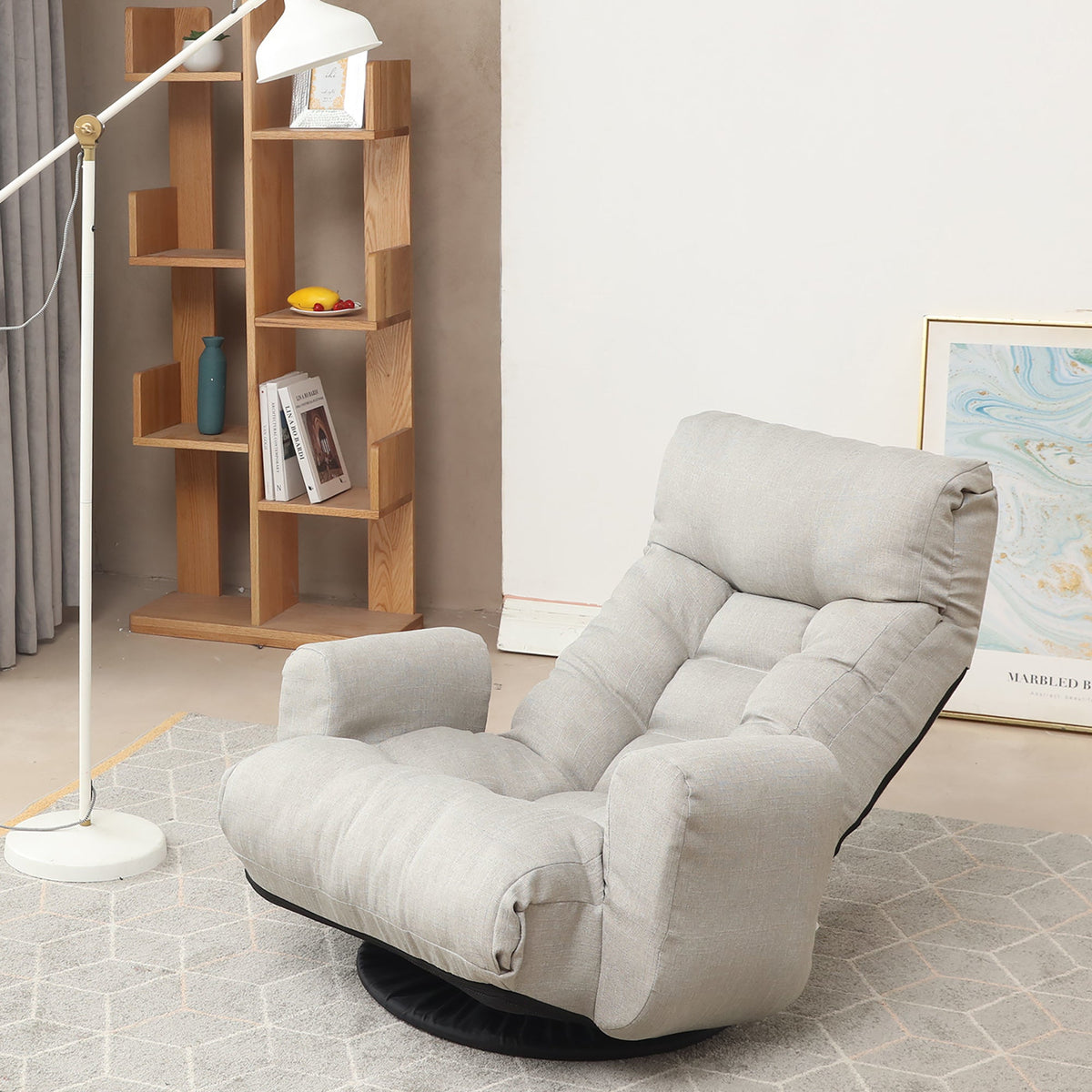 Swivel Floor Lounge Chair with Adjustable Recline