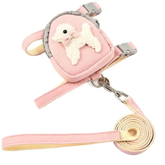 Adjustable Dog Vest Harness With Backpack and Leash Set