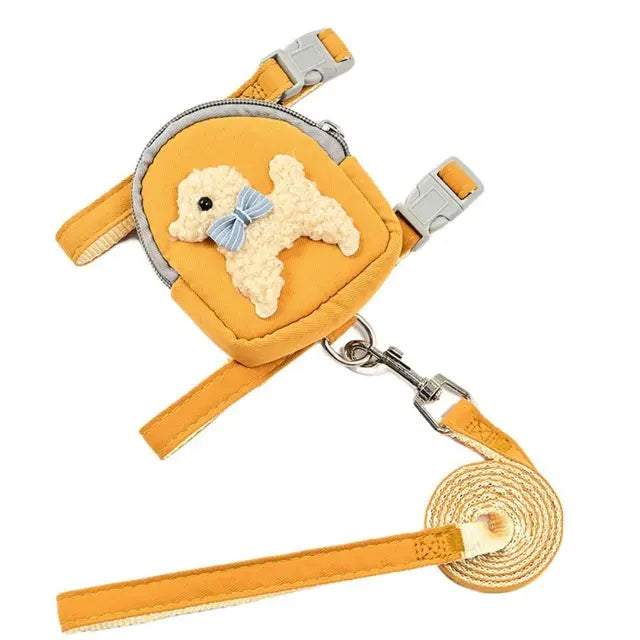 Adjustable Dog Vest Harness With Backpack and Leash Set