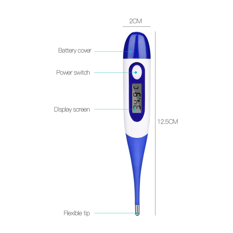 Digital Thermometer With Flexible Tip for Family Use