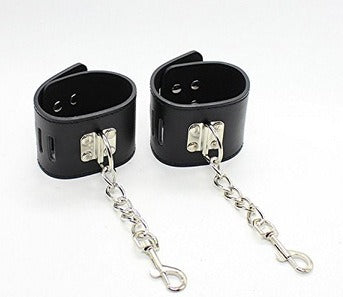Leather Handcuffs for Adjustable Couple Play Together