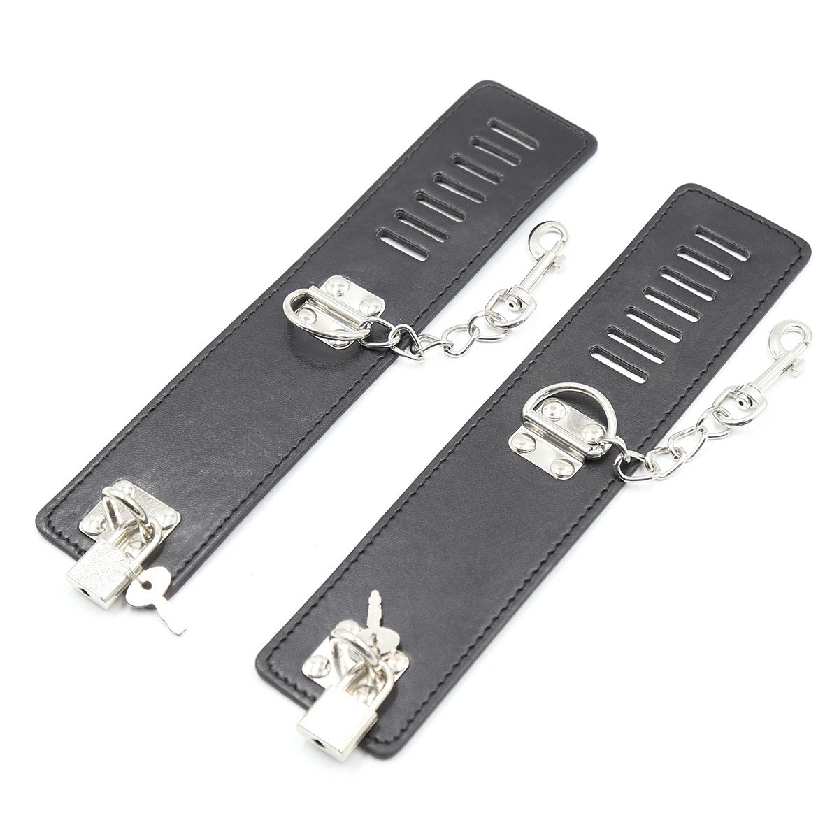 Leather Handcuffs for Adjustable Couple Play Together