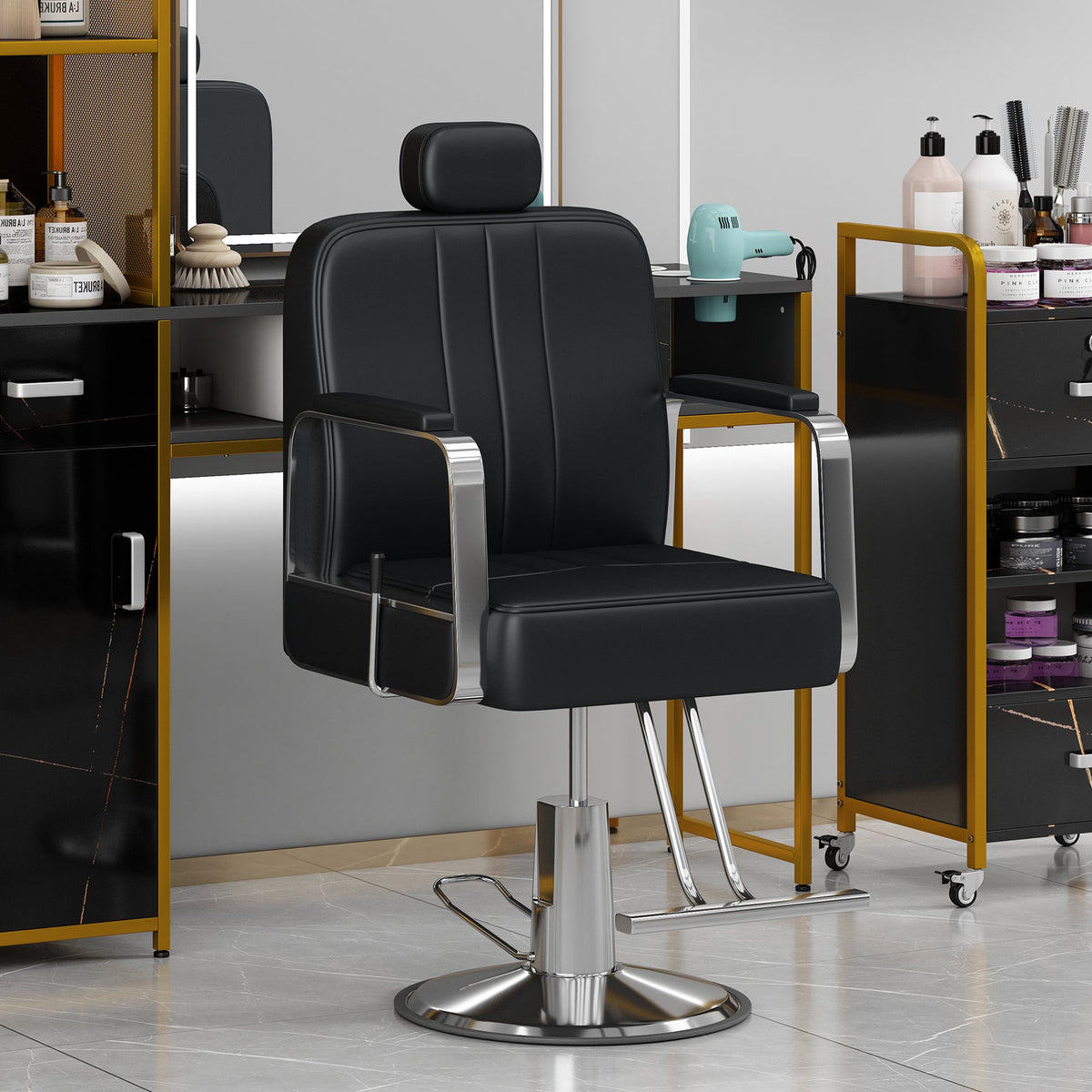 Hydraulic Salon Chair, 400 lb Capacity, 360° Swivel