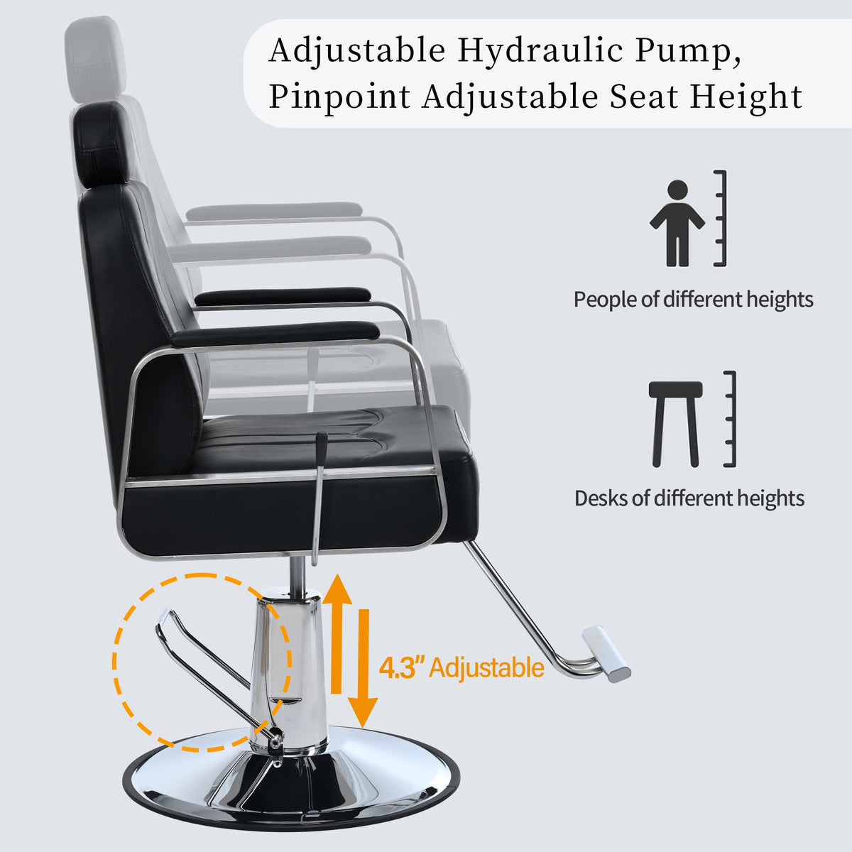 Hydraulic Salon Chair, 400 lb Capacity, 360° Swivel