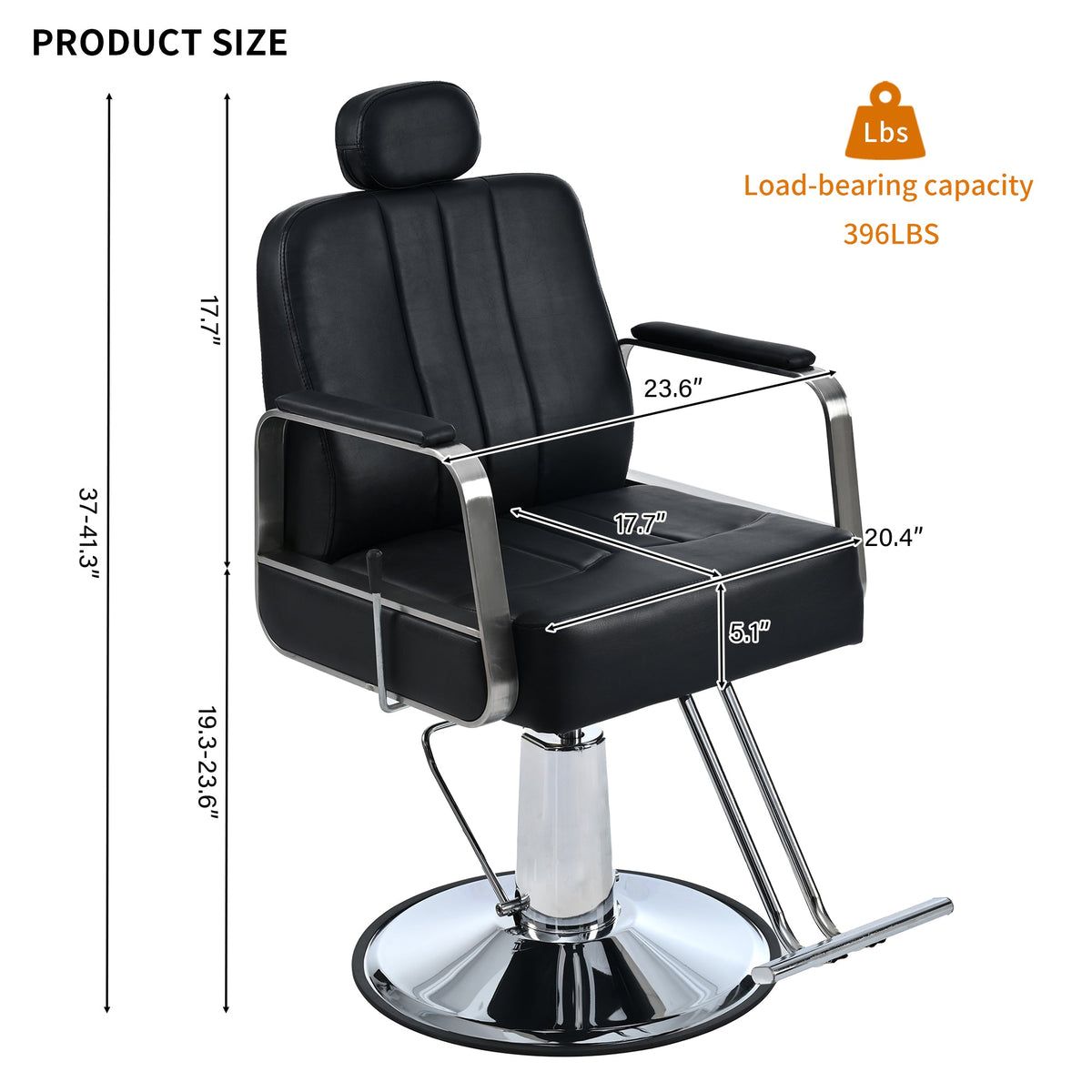 Hydraulic Salon Chair, 400 lb Capacity, 360° Swivel