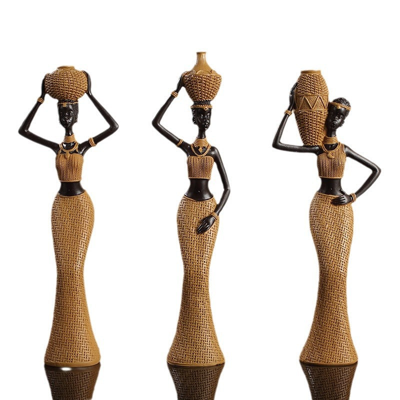 African Resin Figurines for Warm Artistic Home Decor