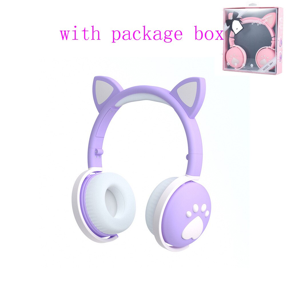 Glowing Cat Ear Bluetooth Headphones for Girls & Kids
