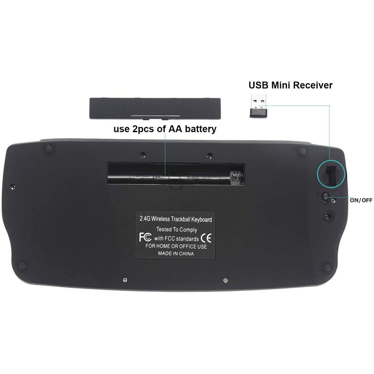 Wireless Keyboard with Trackball for Couch and TV Use