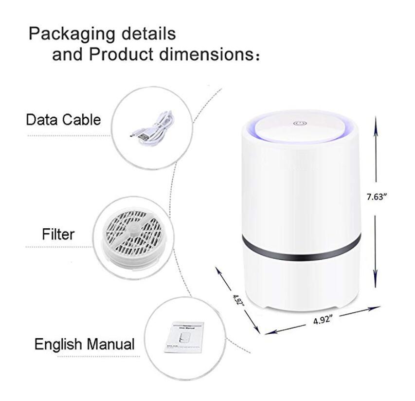 Desktop Air Purifier with HEPA Filter and Night Light