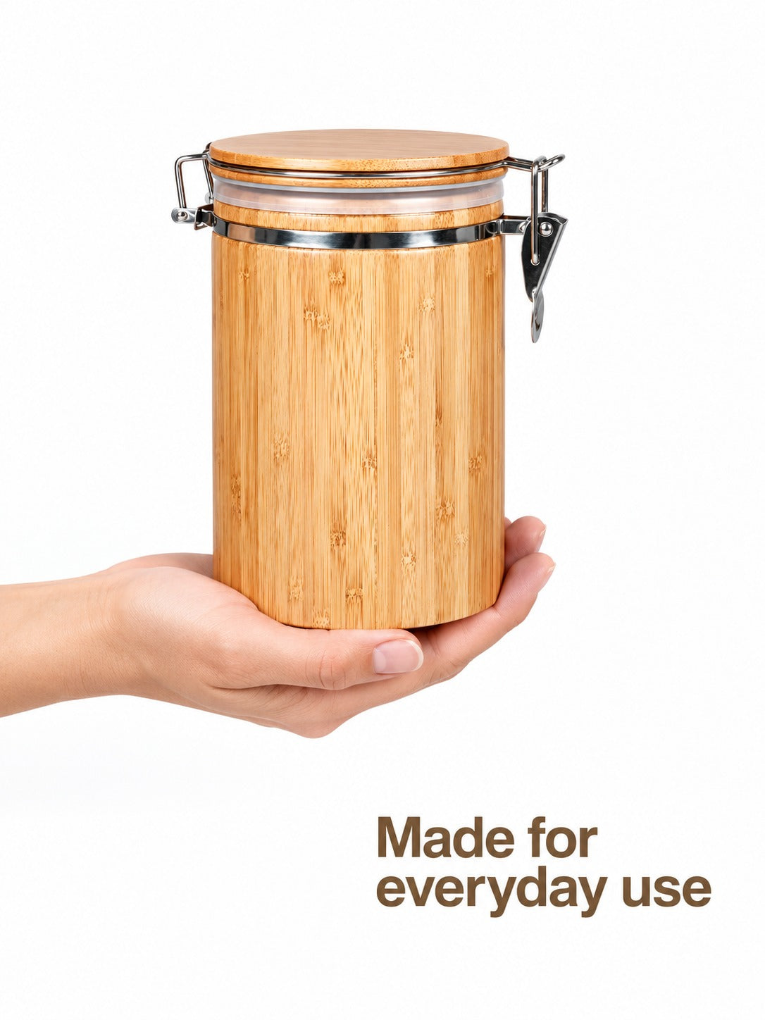 Airtight Bamboo Tea Canister With Clamp Lid & Seal