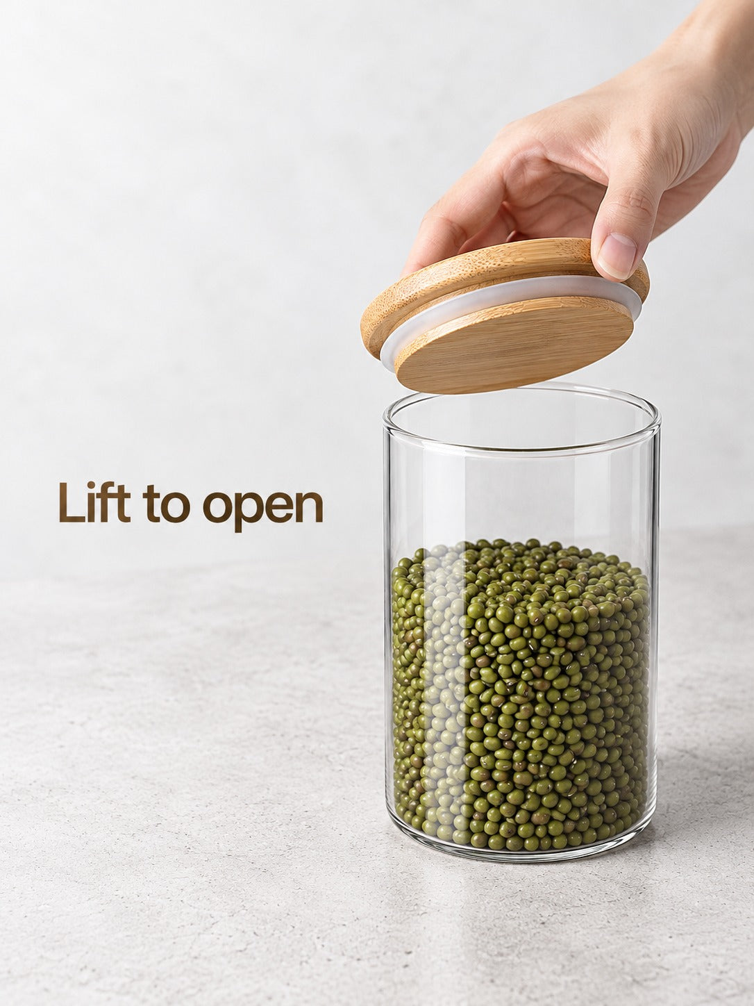Airtight Glass Food Storage Jars with Bamboo Lids Set