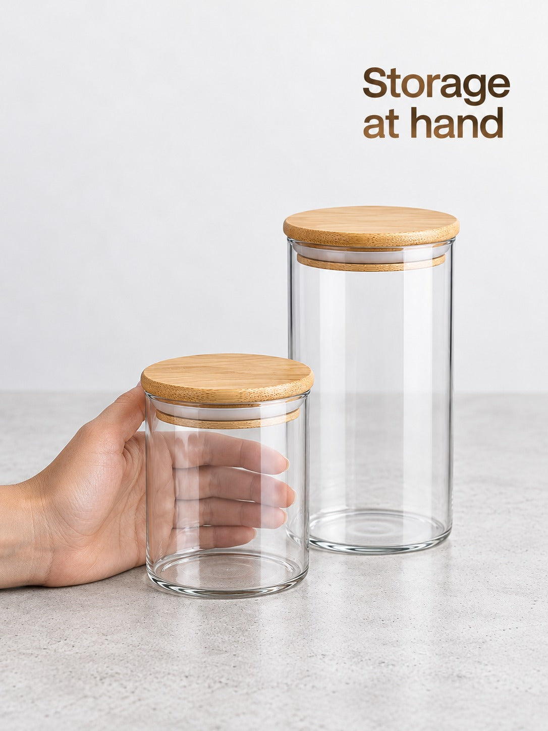 Airtight Glass Food Storage Jars with Bamboo Lids Set