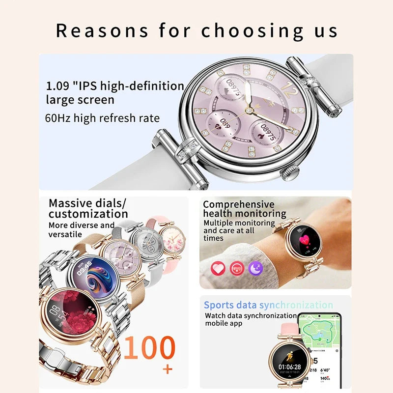 Women's Fitness Smartwatch with Rose Gold Bracelet