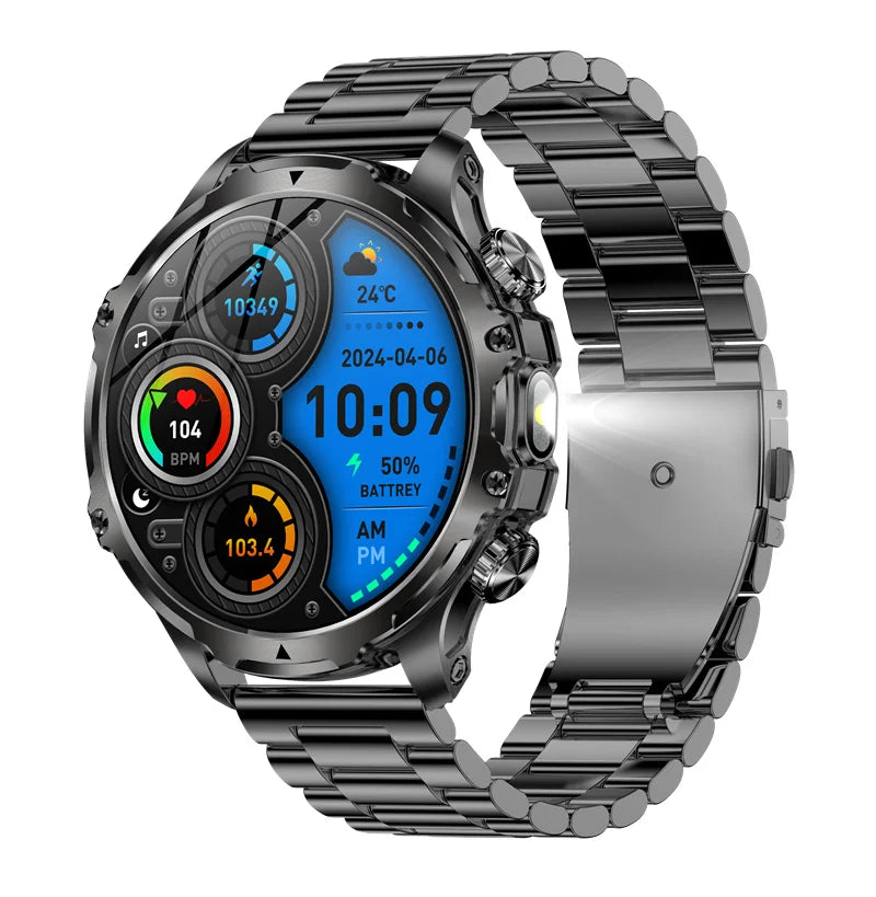 Rugged Smartwatch with LED Flashlight & Bluetooth Calling