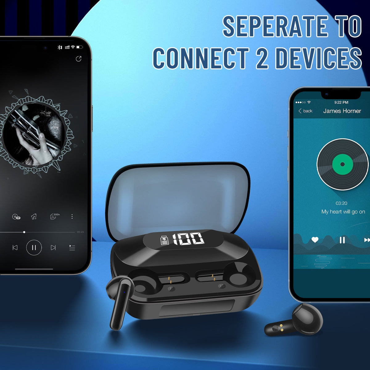 Power Bank TWS Earbuds With LED Battery Charging Case