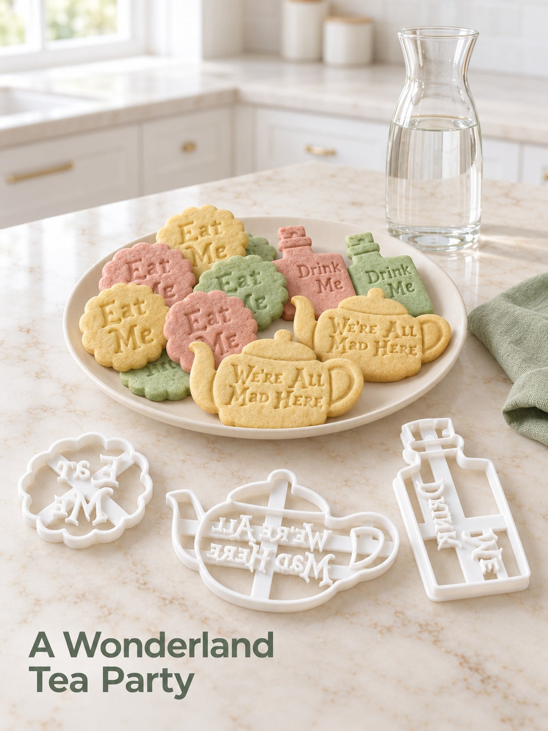 Alice in Wonderland Cookie Cutters Set of 3 Embossed