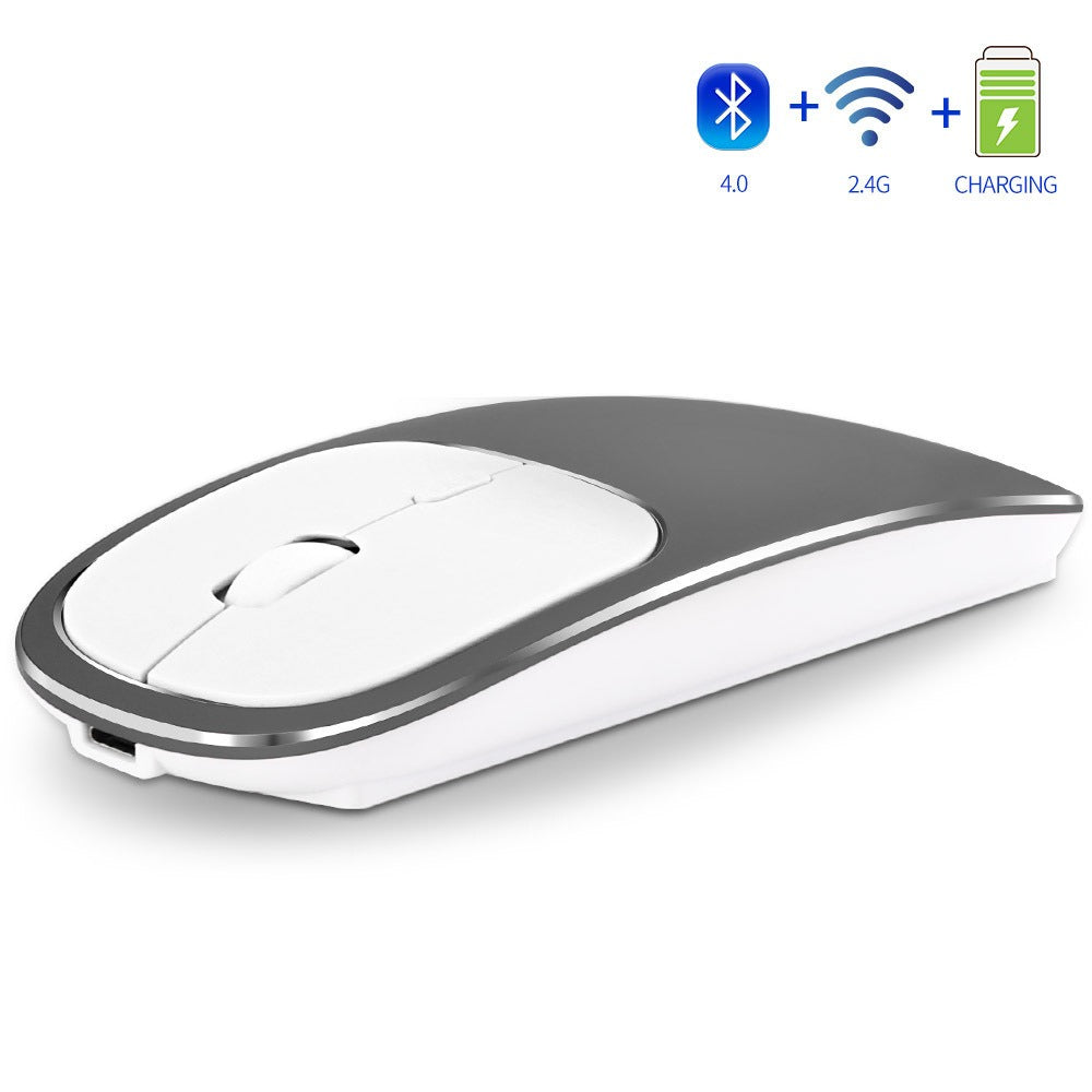 Rechargeable Wireless Mouse, Slim Aluminum Bluetooth 2.4G