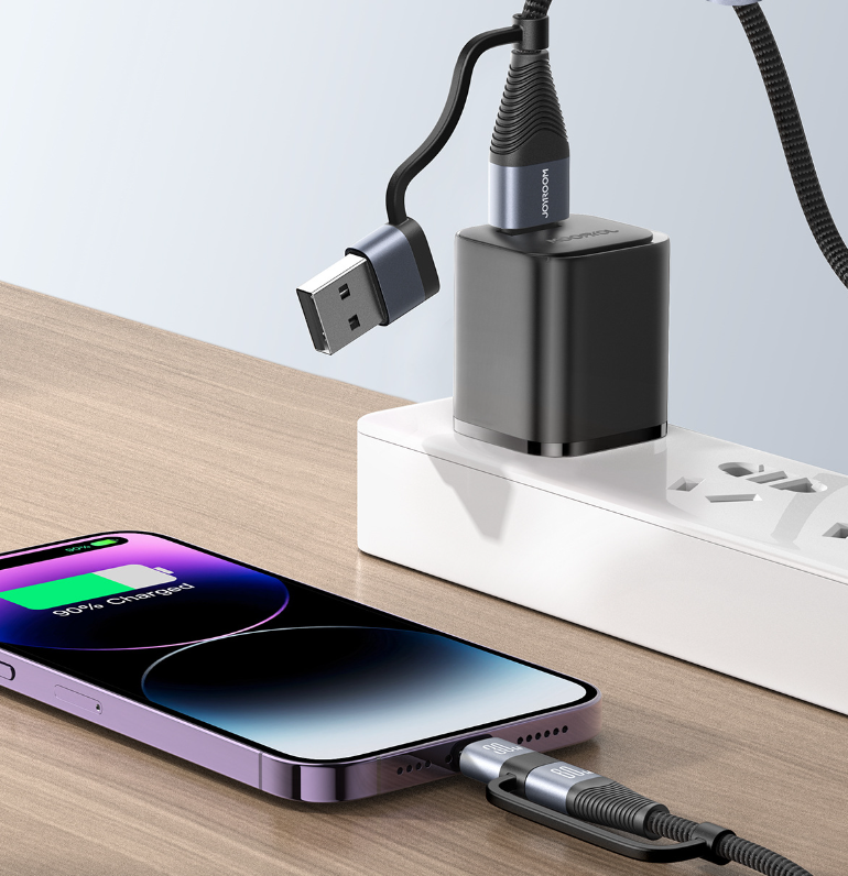 4-in-1 Braided Aluminum Charging Cable, 60W Fast Charge