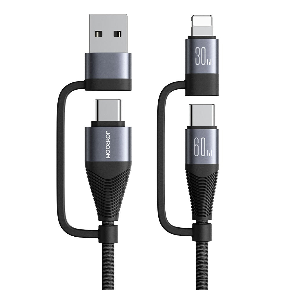 4-in-1 Braided Aluminum Charging Cable, 60W Fast Charge