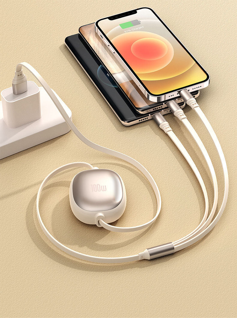 Retractable 3-in-1 Charging Cable with 100W Fast Charge
