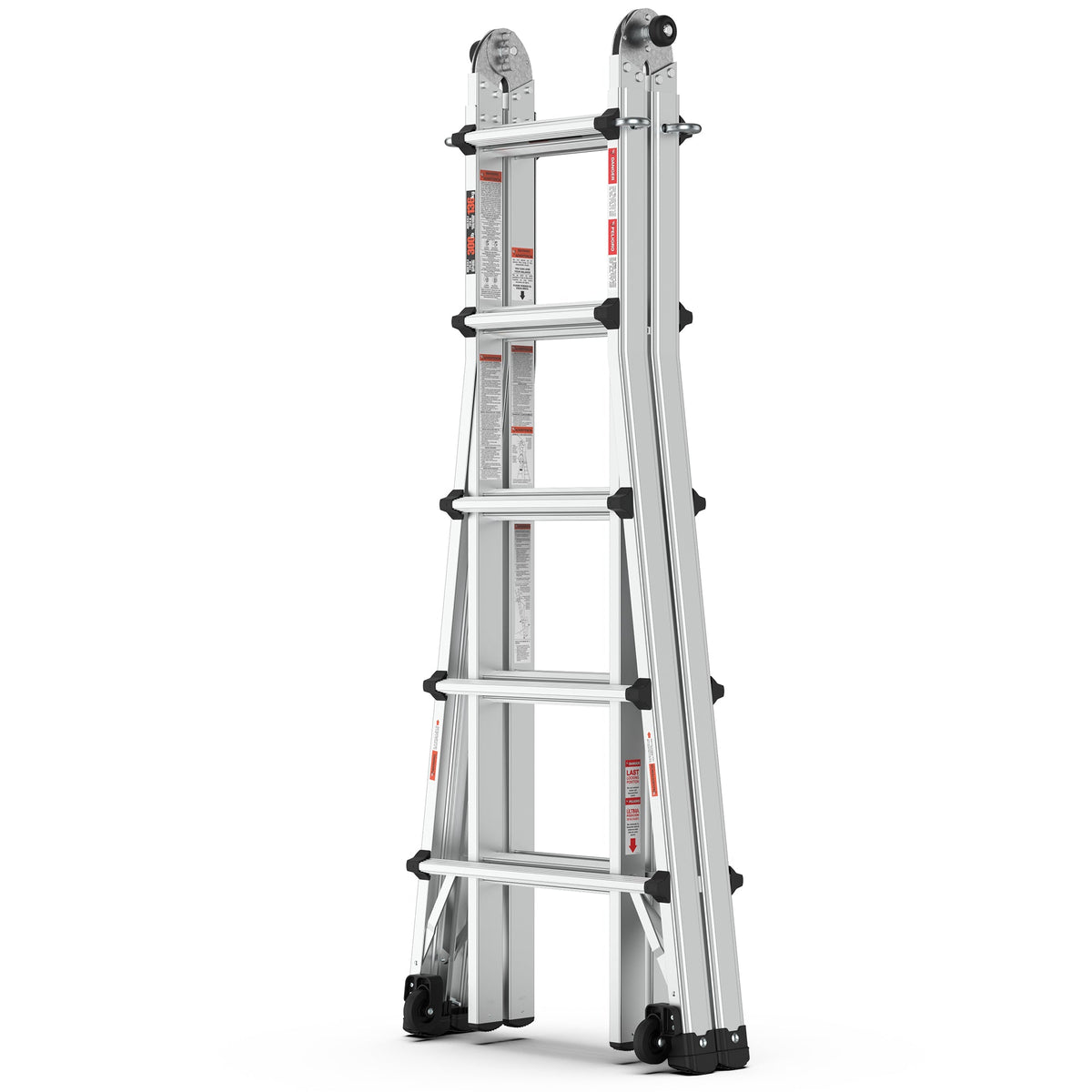 Multi-Position Aluminum Ladder with Wheels, 22 FT