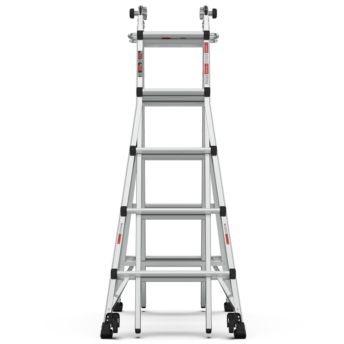 Multi-Position Aluminum Ladder with Wheels, 22 FT