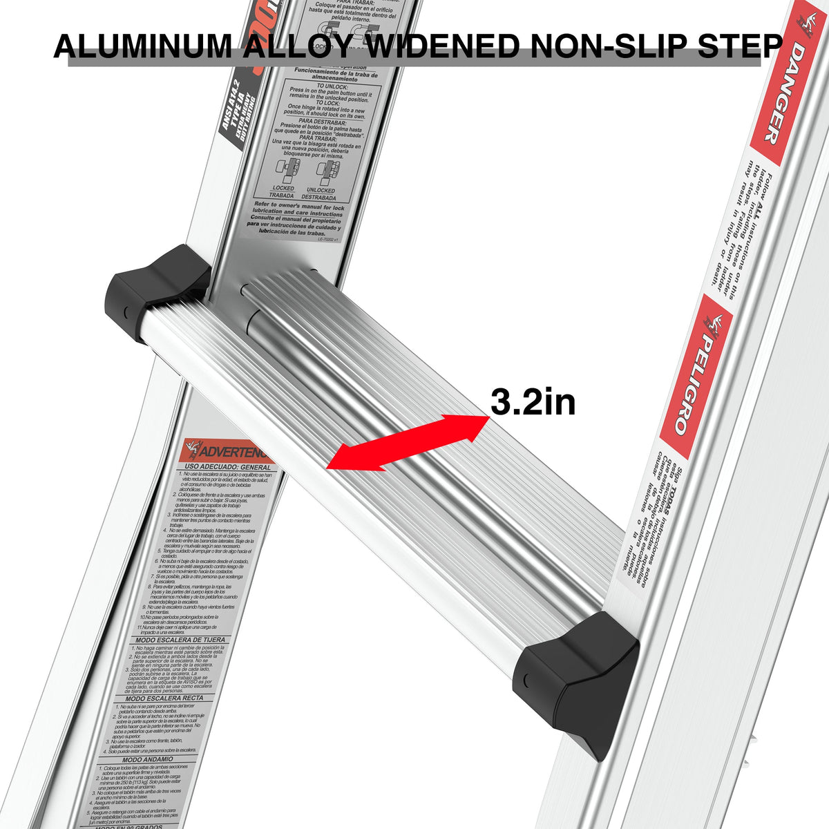 Multi-Position Aluminum Ladder with Wheels, 22 FT