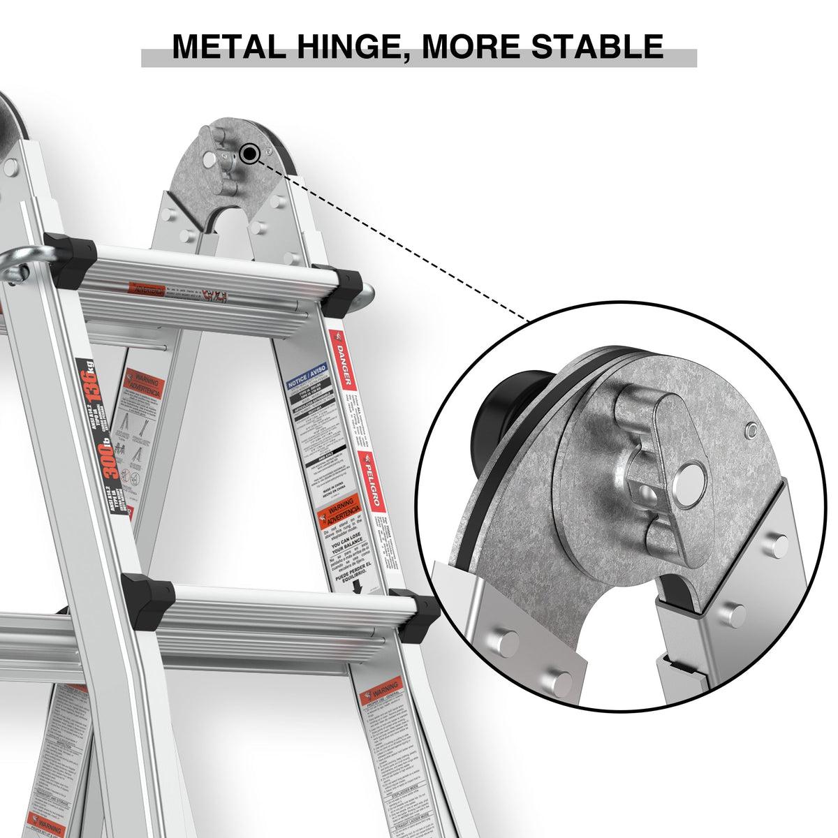 Multi-Position Aluminum Ladder with Wheels, 22 FT