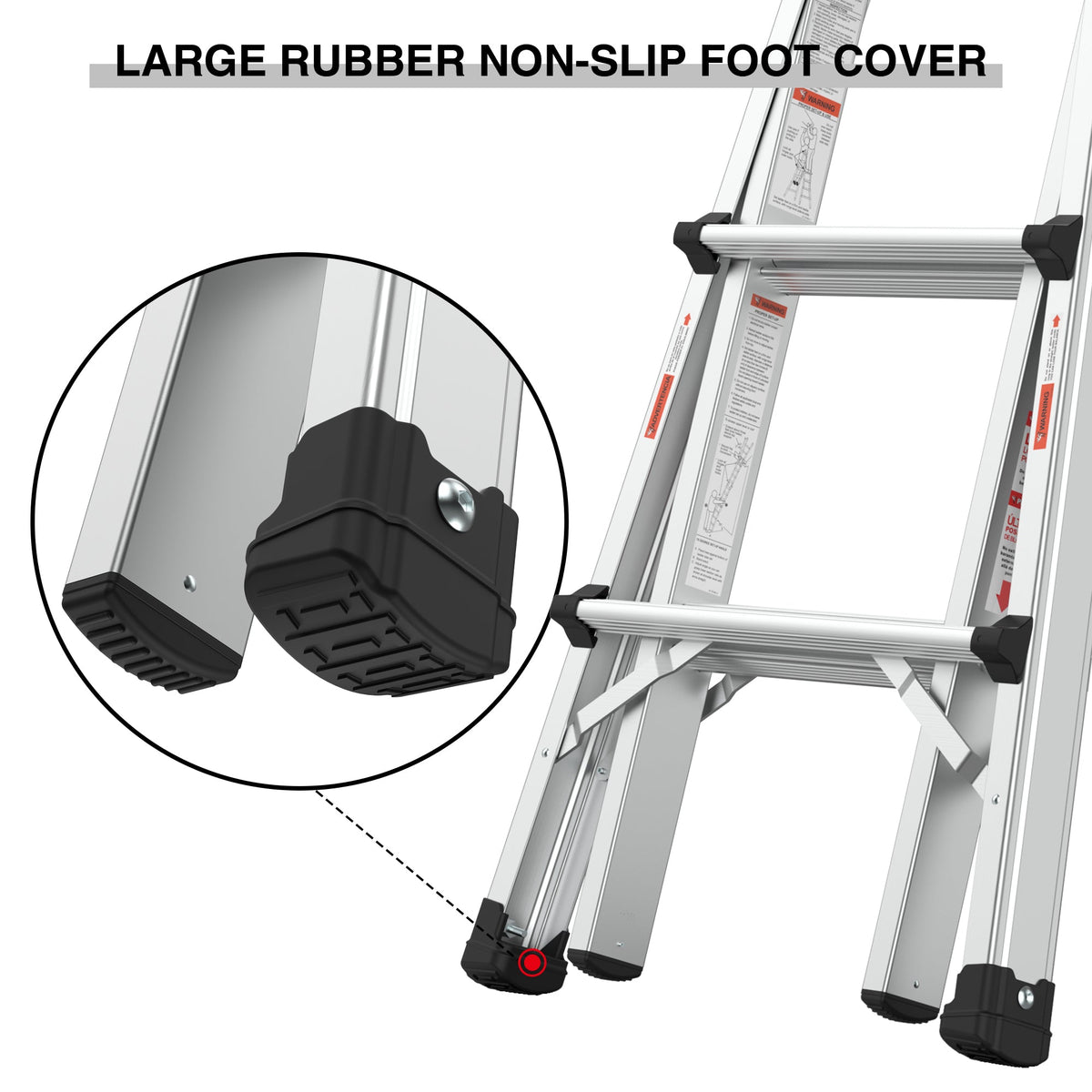 Multi-Position Aluminum Ladder with Wheels, 22 FT