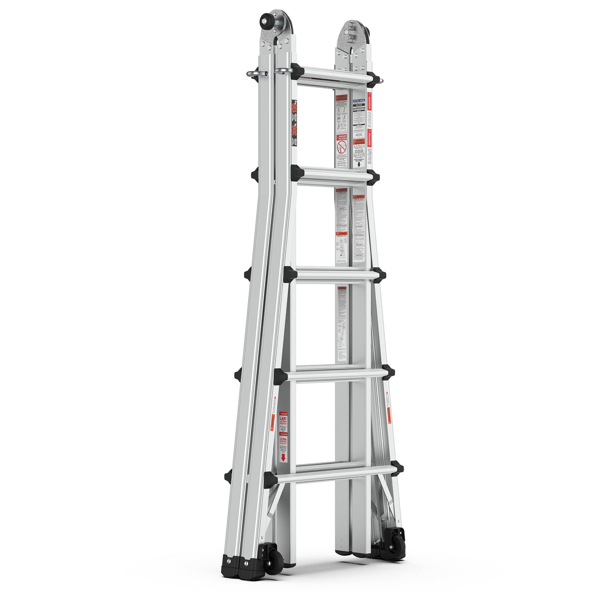 Multi-Position Aluminum Ladder with Wheels, 22 FT