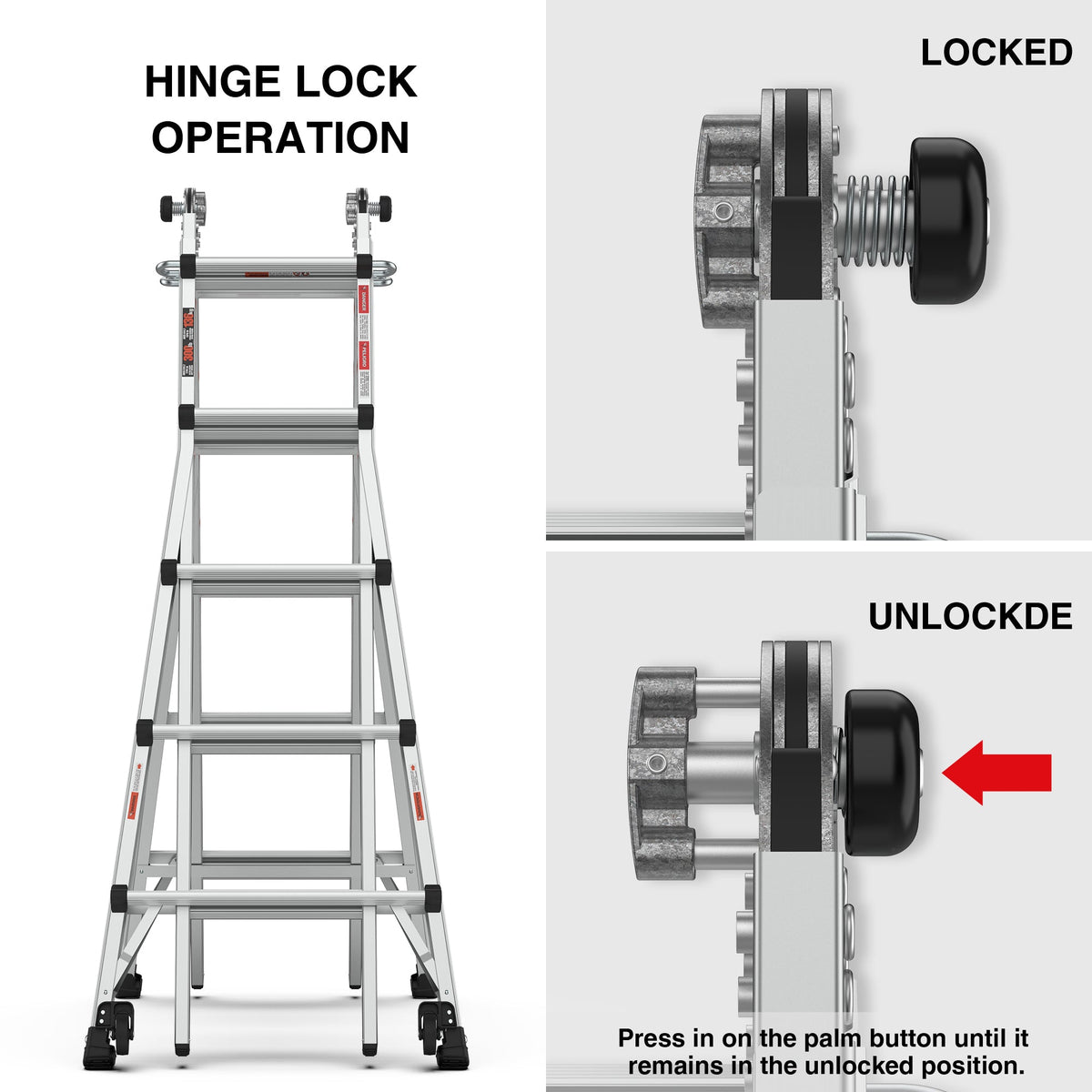 Multi-Position Aluminum Ladder with Wheels, 22 FT
