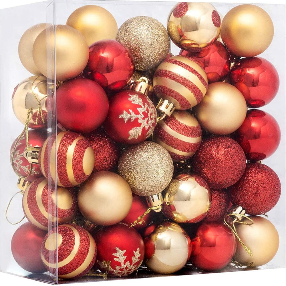Christmas Ornaments Set: 50 Red & Gold Tree Baubles