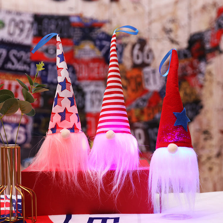 Patriotic Gnome Ornaments With Light-Up Holiday Charm