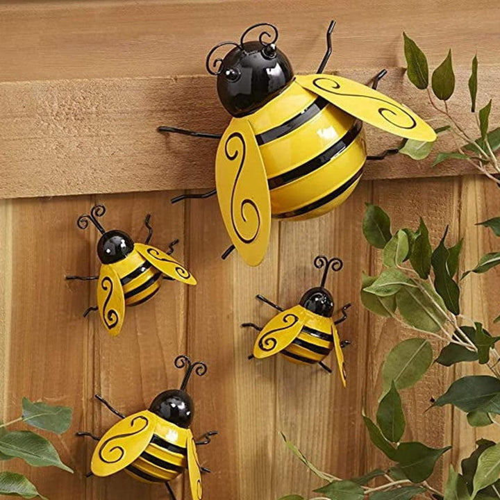 Metal Bee Wall Decor Set of 4 for Rustic Garden Charm